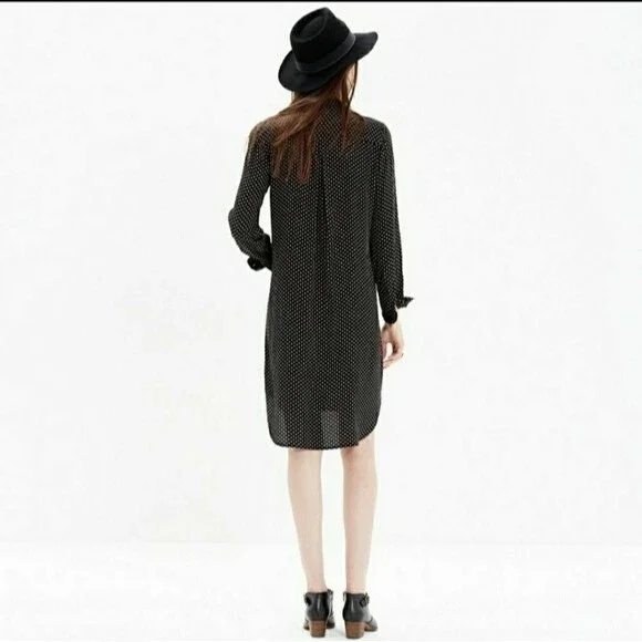 Madewell Polkadot Print Long Sleeve Dress Sz XXS - Picture 3 of 10